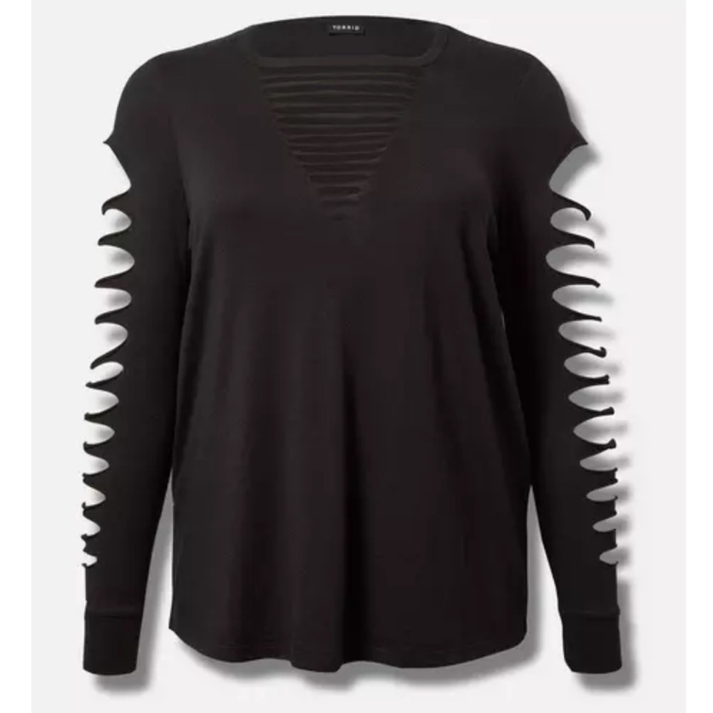 NWOT Torrid Black Cutout Sleeves Top - Picture 4 of 5